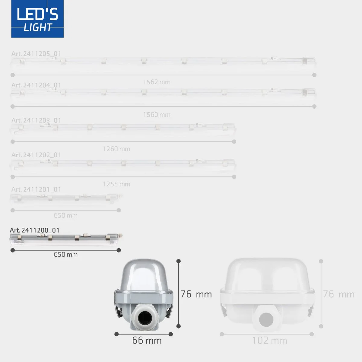 2 PACK -LED's Light Complete LED TL lamp met LED buis 60 cm - Binnen en buiten - 1100 lm - 1x6W - 185lm/w - Energielabel B - Image 10