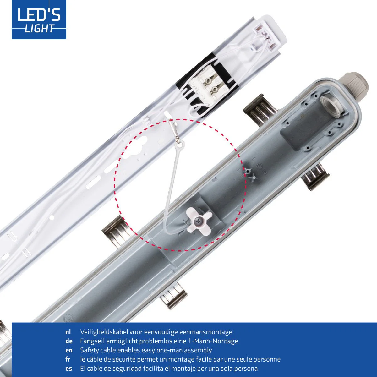 2 PACK -LED's Light Complete LED TL lamp met LED buis 60 cm - Binnen en buiten - 1100 lm - 1x6W - 185lm/w - Energielabel B - Image 6