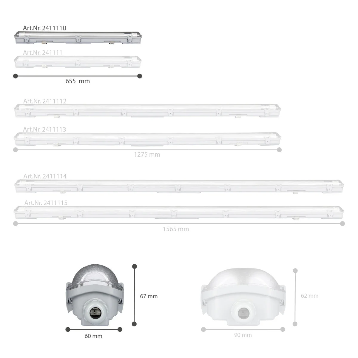 4 PACK - LED's Light LED TL armatuur 60 cm compleet met LED TL buis - 1080lm - 9W - 4000K - Image 5