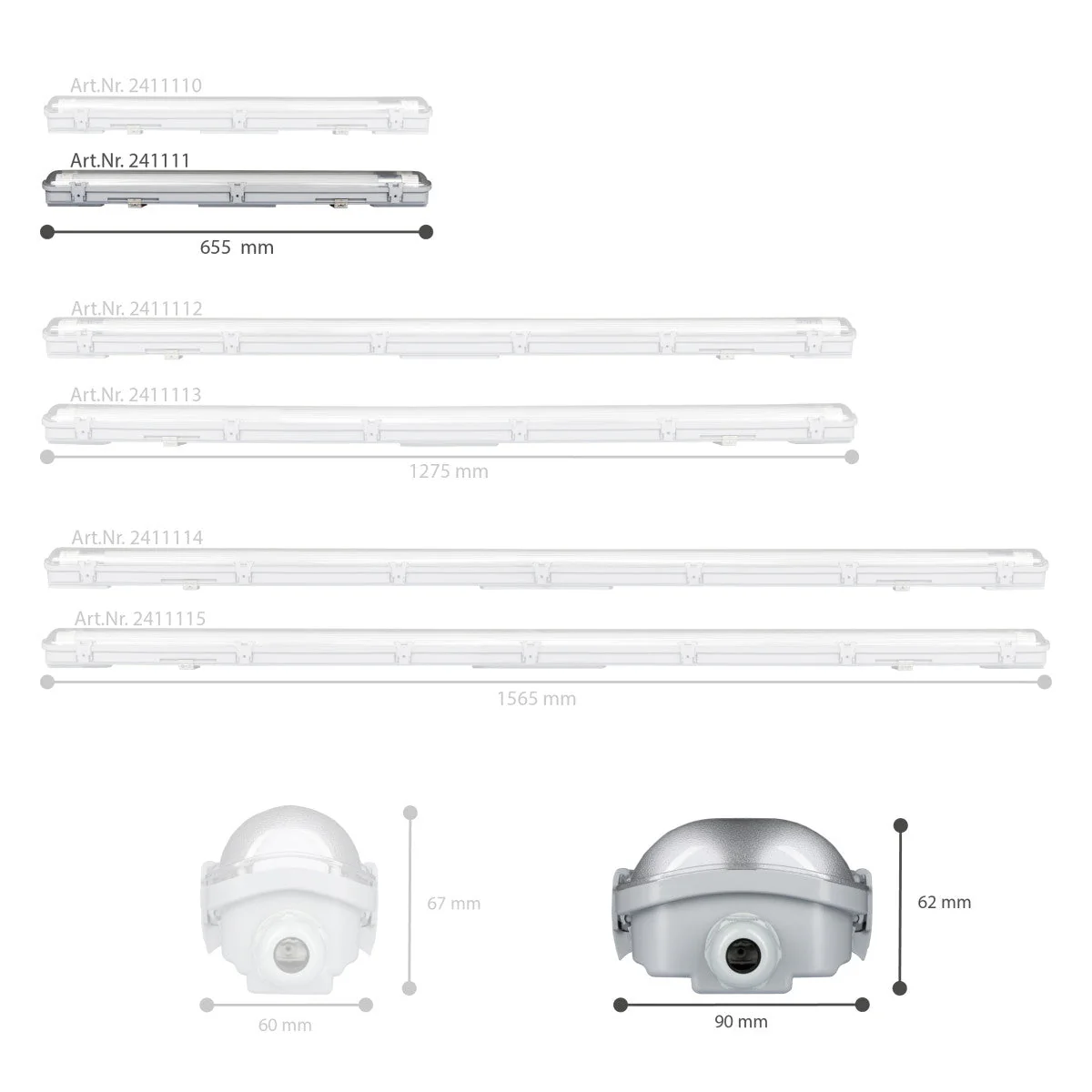 2 PACK - LED's Light LED TL dubbel armatuur 60 cm - Compleet met 2 LED TL buizen 60 cm - 2160lm - Image 5