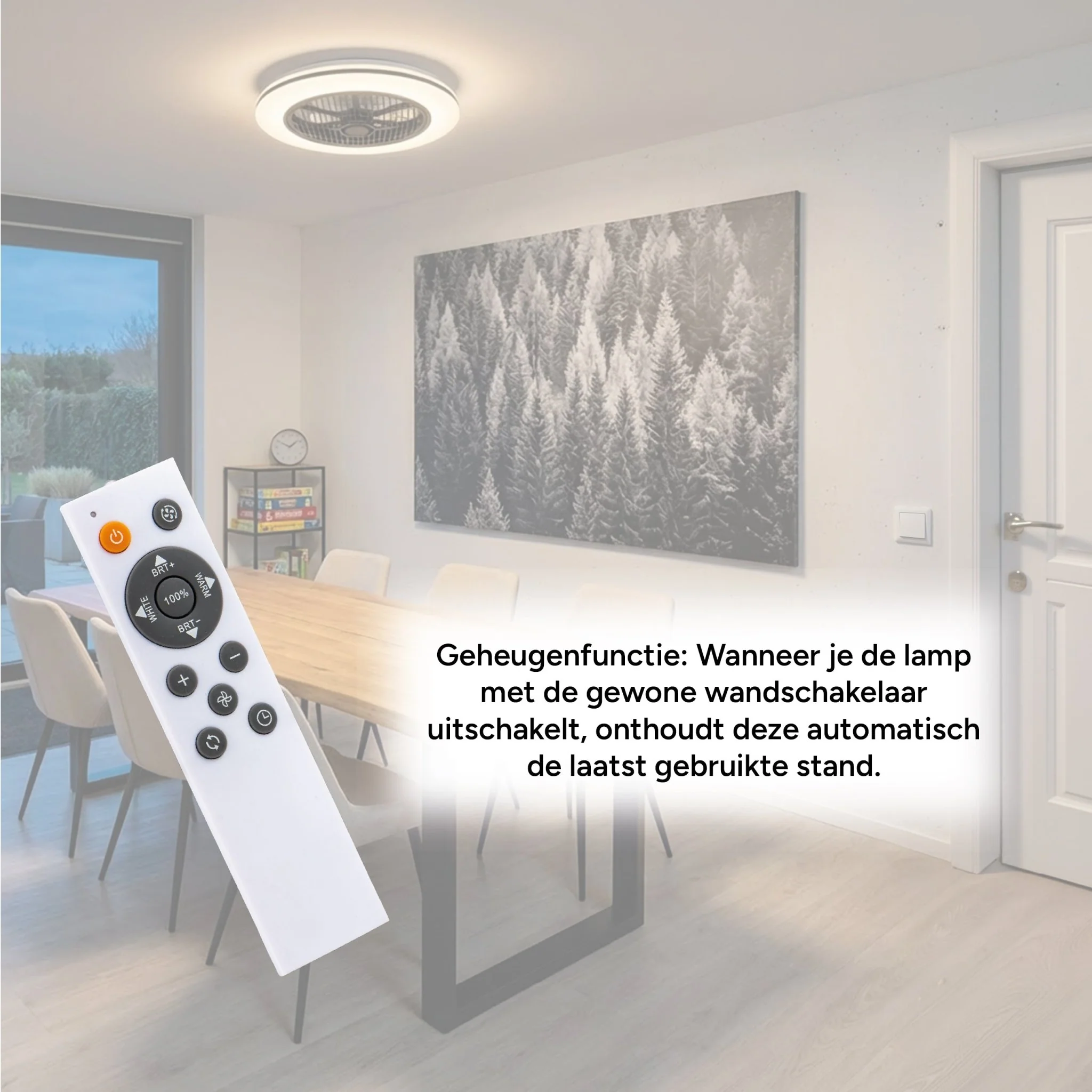 Moderno 3D plafondventilator met verlichting 50cm – Dimmen en lichtkleur instellen via afstandsbediening – Met zomer- en winterstand en timerfunctie - Image 7