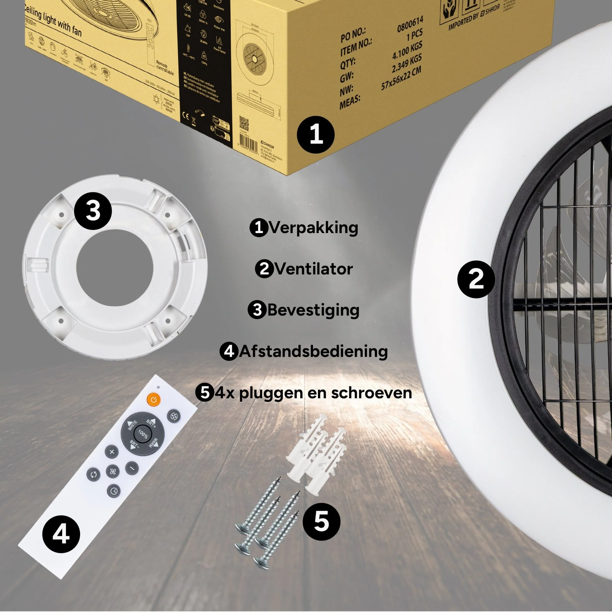 Proventa 3D Air Plafondventilator met verlichting 50 cm - Verspreidt lucht over hele kamer - Met afstandsbediening - Image 3