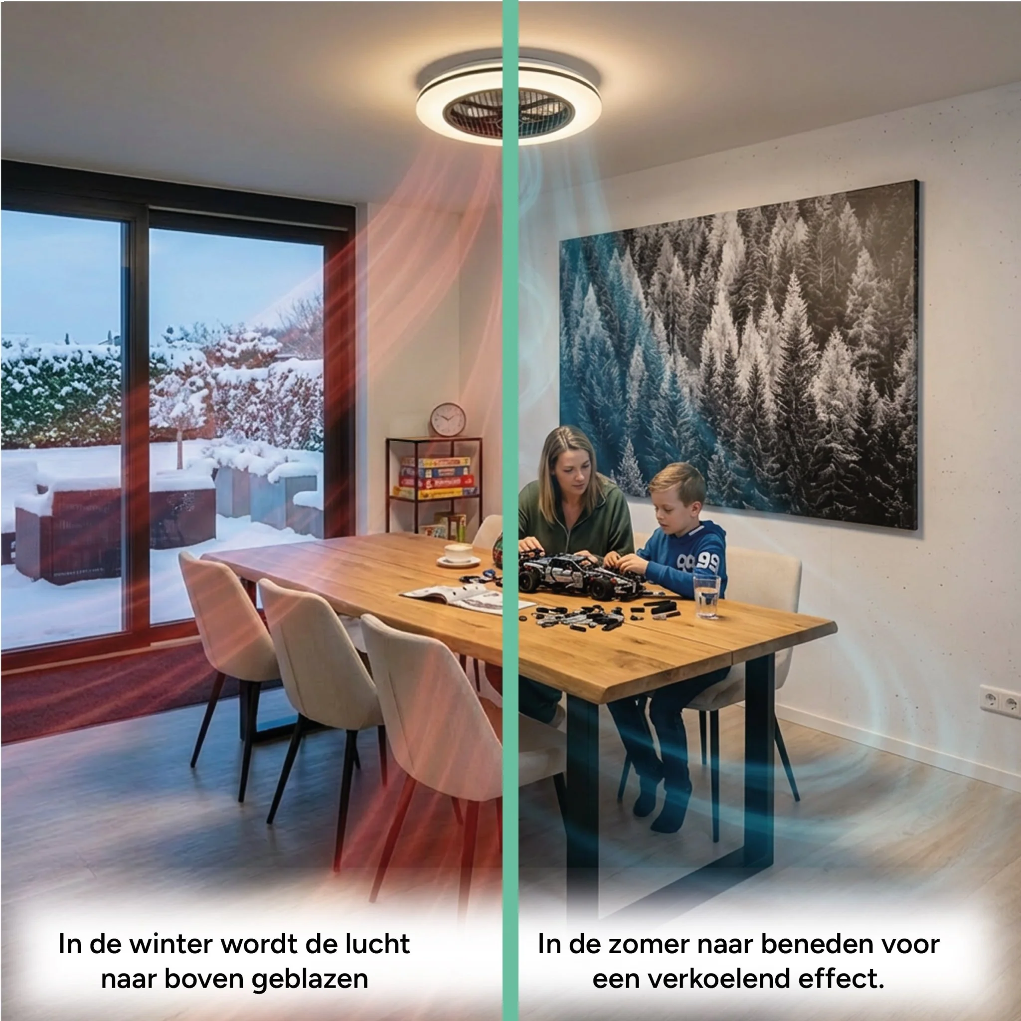 Proventa 3D Air Plafondventilator met verlichting 50 cm - Verspreidt lucht over hele kamer - Met afstandsbediening - Image 8