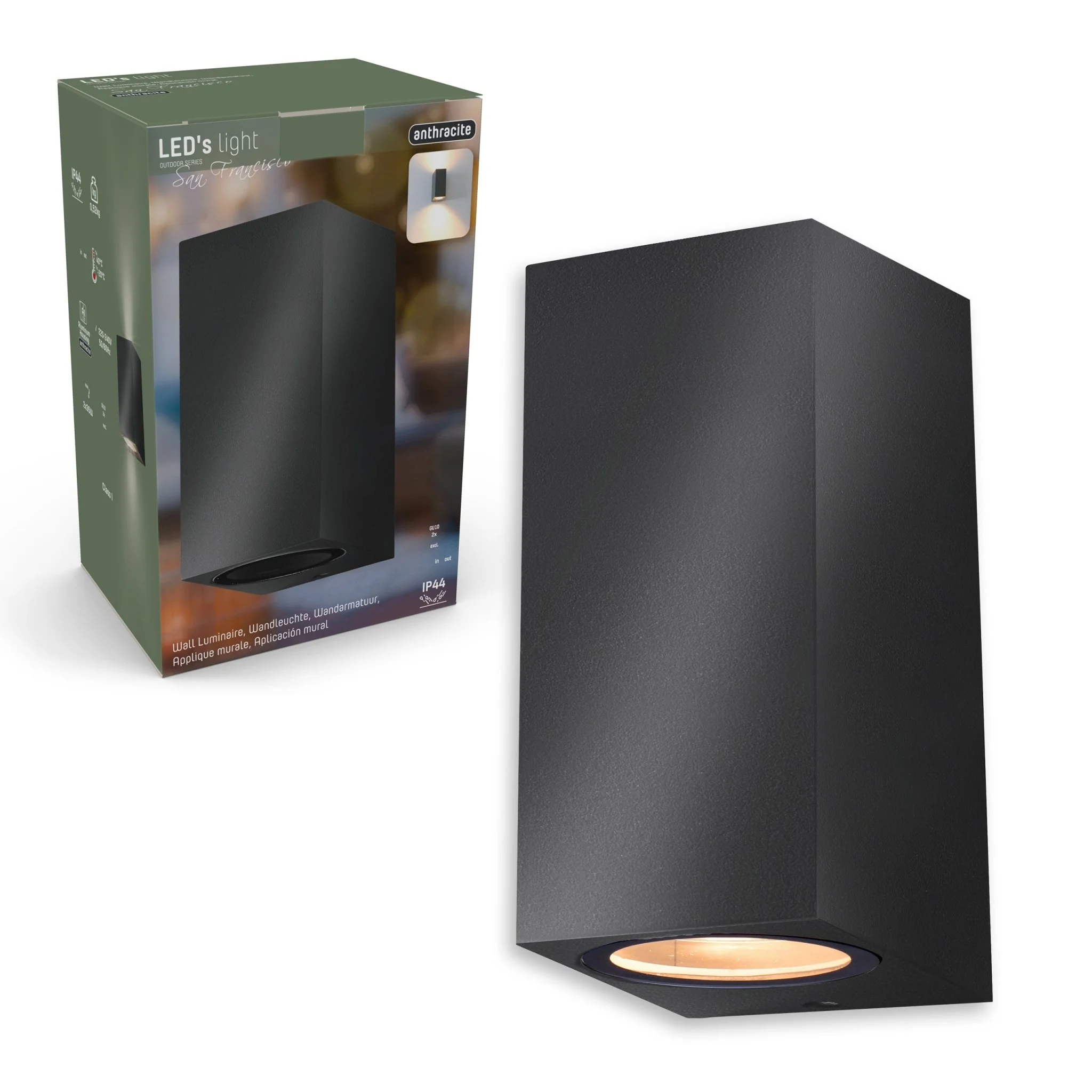 NØRD Up&Down - LED's Light LED Buitenlamp met GU10 fitting - Rechthoek - IP44 - Antraciet - Model Milaan - Image 6